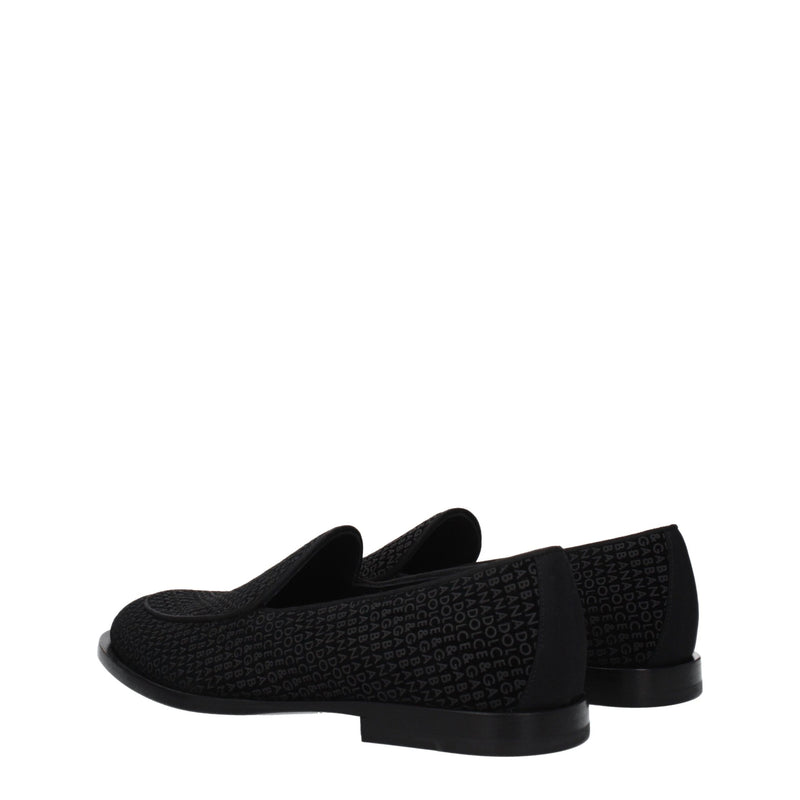 Dolce & Gabbana Black Velvet Slip-On Loafers for Men
