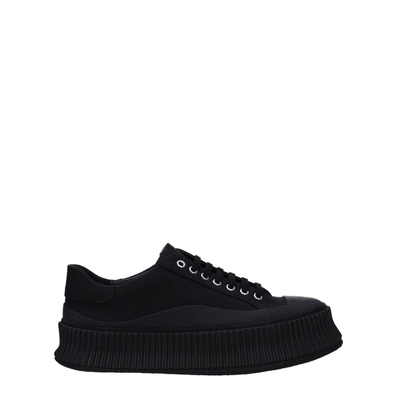 Jil Sander Black Fabric Platform Sneakers for Everyday Style