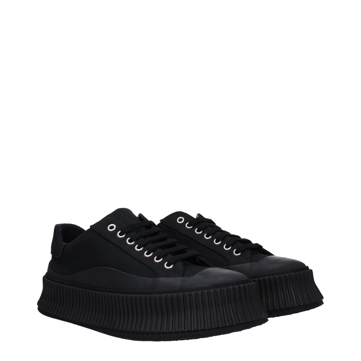 Jil Sander Black Fabric Platform Sneakers for Everyday Style