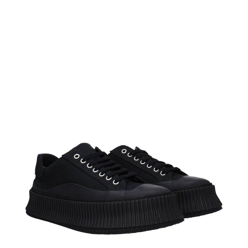 Jil Sander Black Fabric Platform Sneakers for Everyday Style
