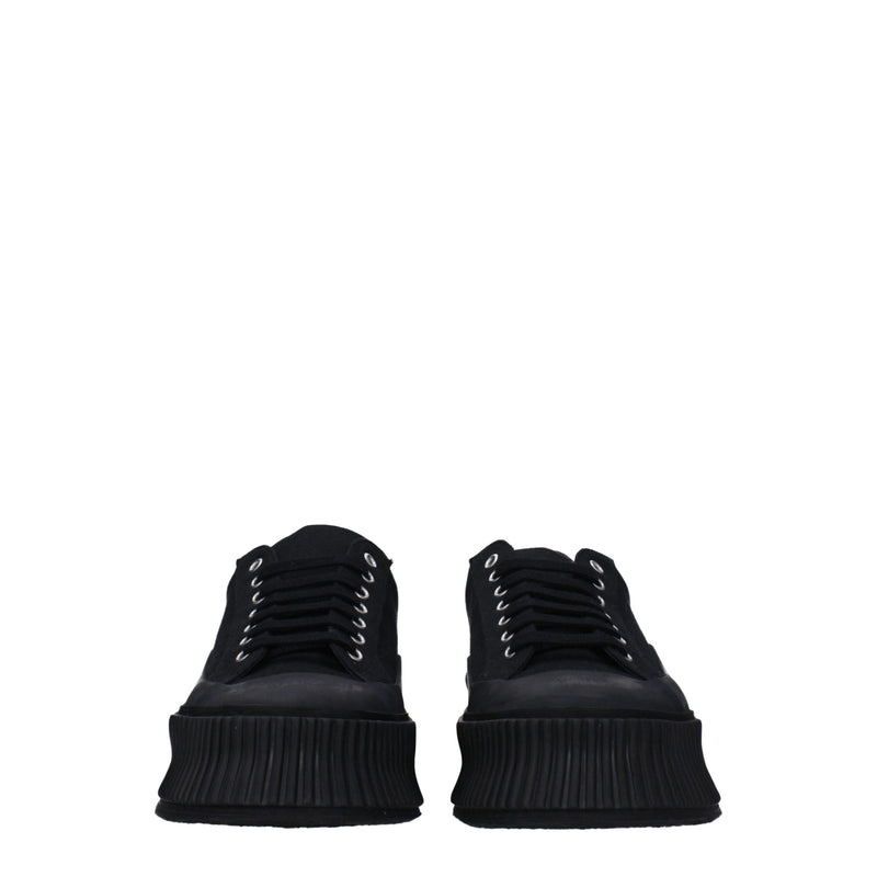 Jil Sander Black Fabric Platform Sneakers for Everyday Style