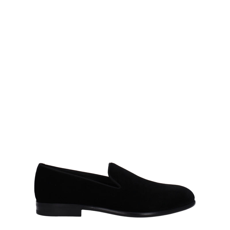 Dolce & Gabbana Black Velvet Slip-On Loafers for Men