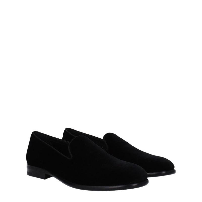 Dolce & Gabbana Black Velvet Slip-On Loafers for Men