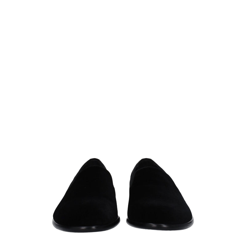 Dolce & Gabbana Black Velvet Slip-On Loafers for Men