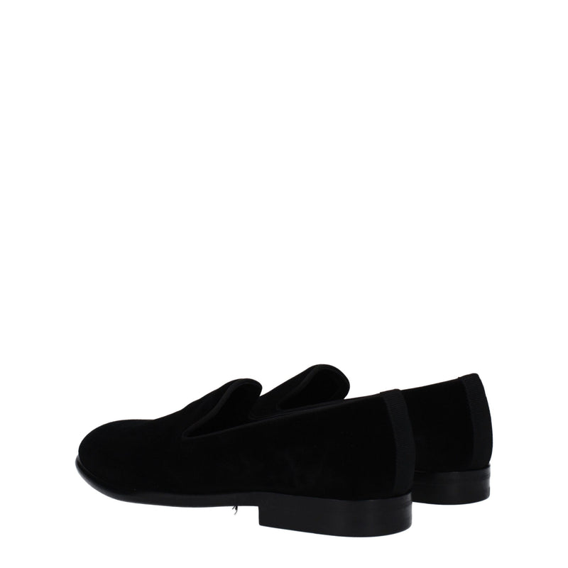 Dolce & Gabbana Black Velvet Slip-On Loafers for Men