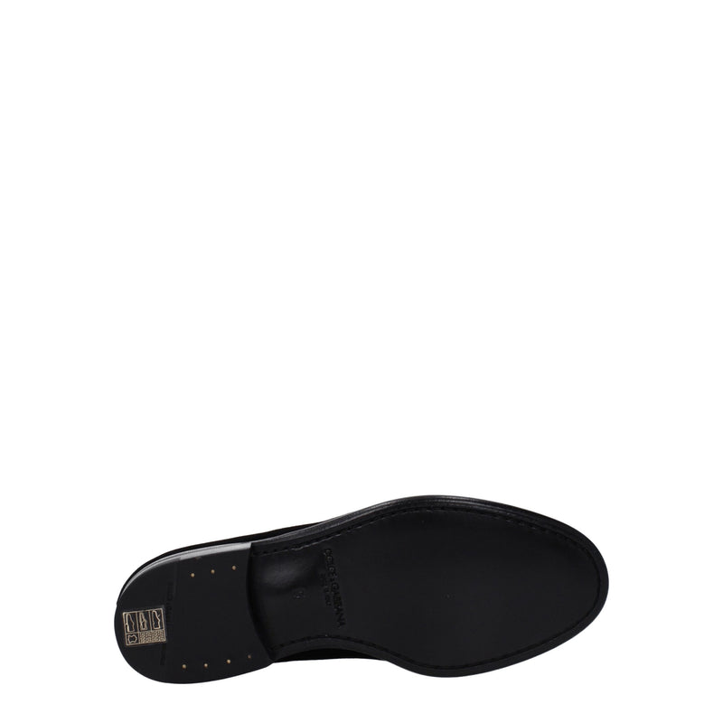 Dolce & Gabbana Black Velvet Slip-On Loafers for Men