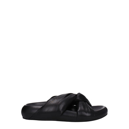 Zwarte leren slippersandalen van Marni