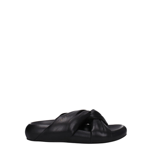 Zwarte leren slippersandalen van Marni