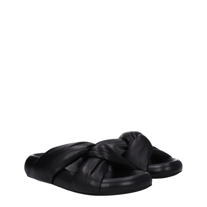 Zwarte leren slippersandalen van Marni