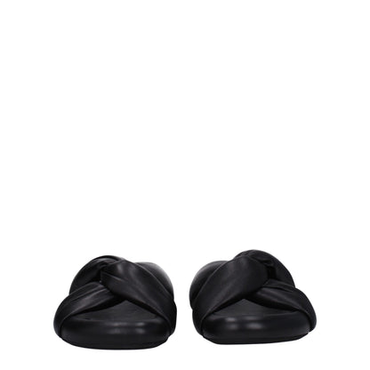 Zwarte leren slippersandalen van Marni