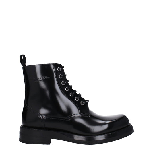 Bottes de cheville en cuir noir Christian Dior
