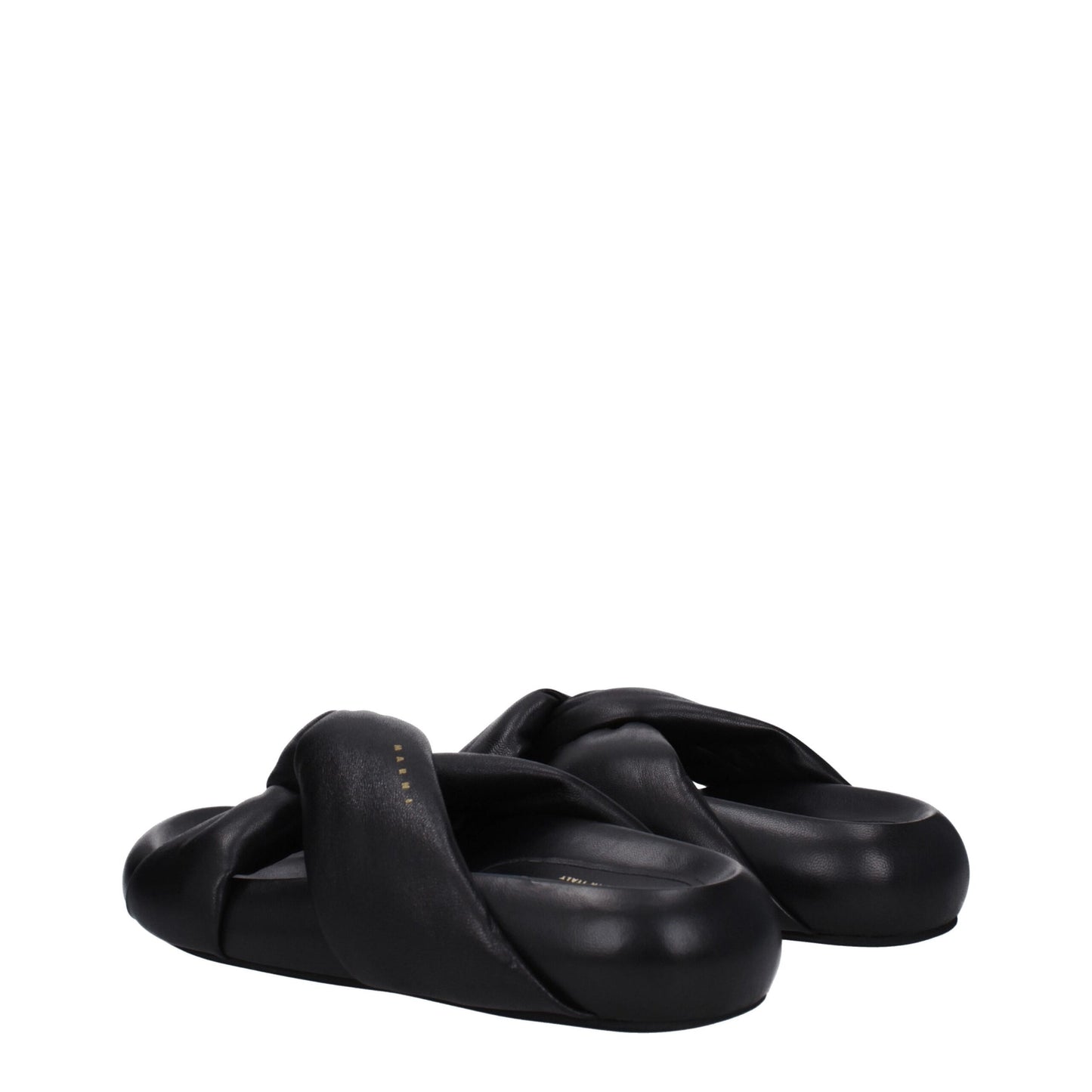 Zwarte leren slippersandalen van Marni