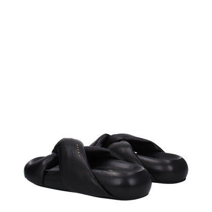 Zwarte leren slippersandalen van Marni