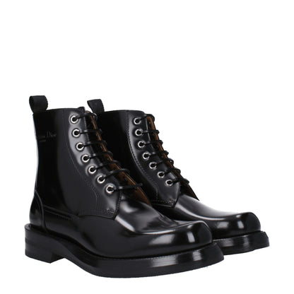 Bottes de cheville en cuir noir Christian Dior