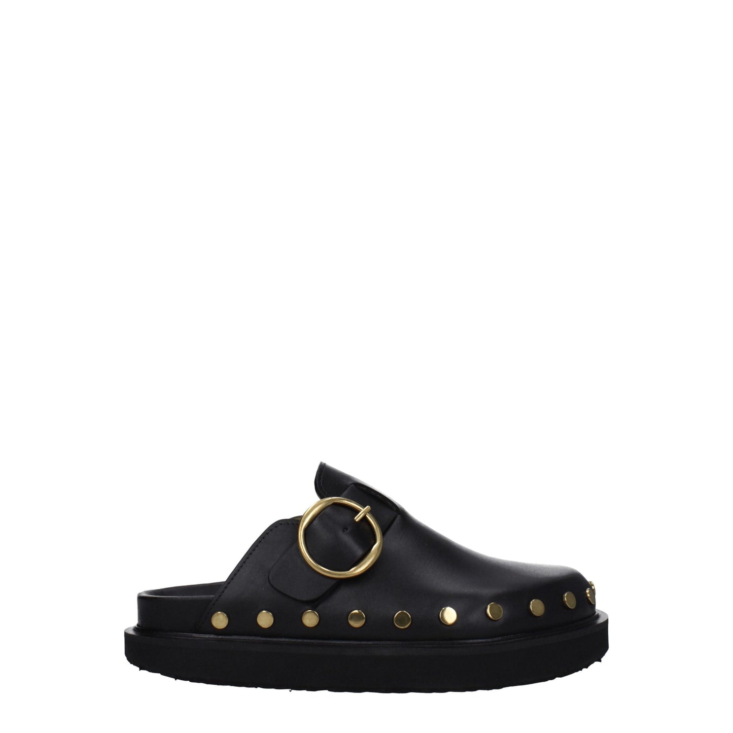 Isabel Marant Zwarte Lederen Slippers Sandalen