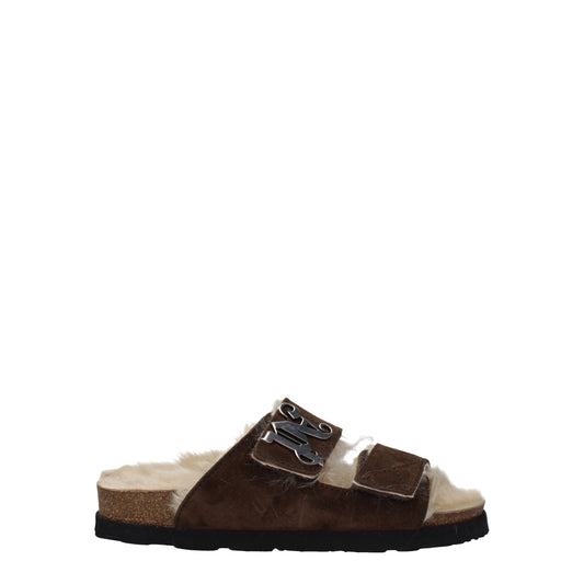 Palm Angels Bruine Lederen Slippers Sandalen