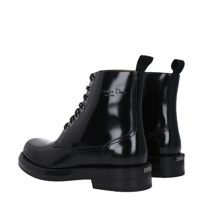 Bottes de cheville en cuir noir Christian Dior