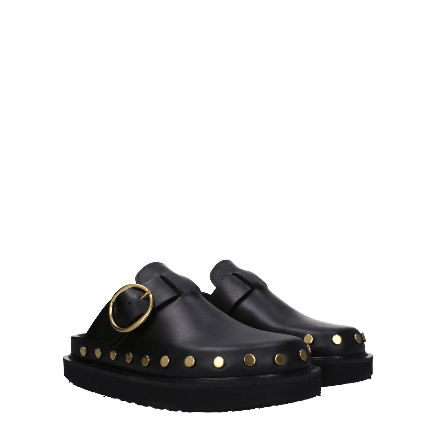 Isabel Marant Zwarte Lederen Slippers Sandalen