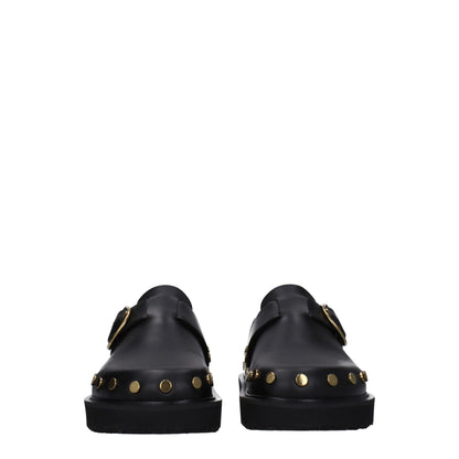 Isabel Marant Zwarte Lederen Slippers Sandalen