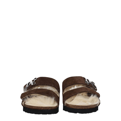Palm Angels Bruine Lederen Slippers Sandalen