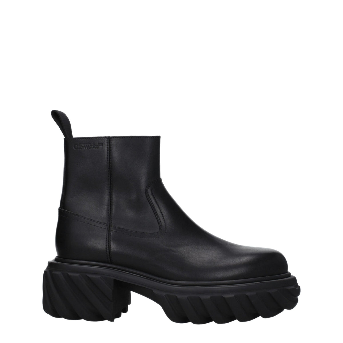 Off-White Black Leather Ankle Boots for Men