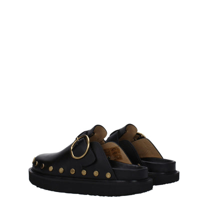 Isabel Marant Zwarte Lederen Slippers Sandalen