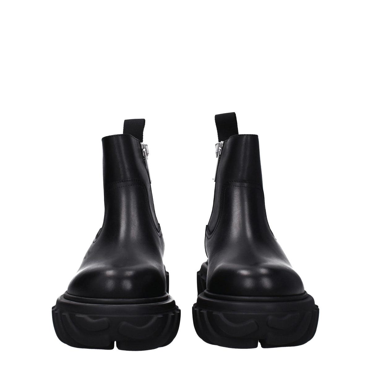 Off-White Black Leather Ankle Boots for Men