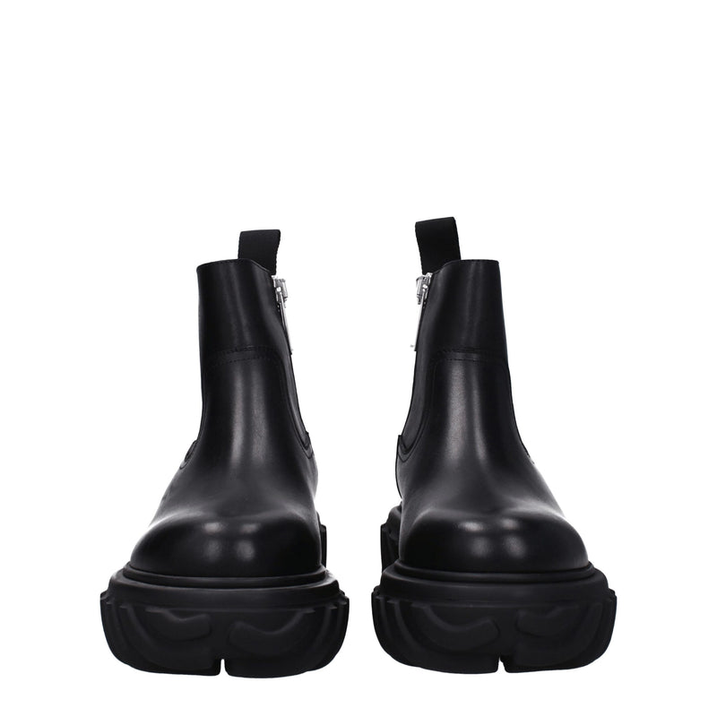 Off-White Black Leather Ankle Boots for Men