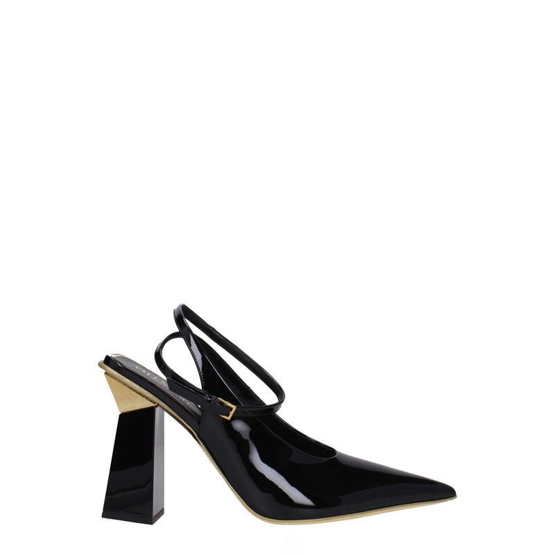 Sandales à Talons Hauts en Cuir Verni Noir Valentino Garavani