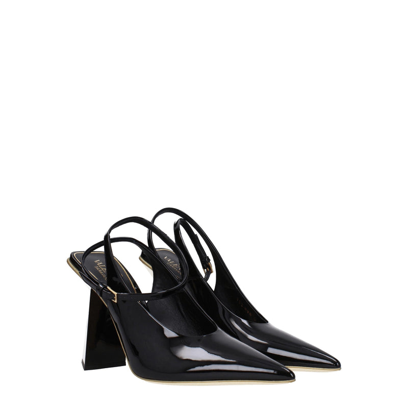 Sandales à Talons Hauts en Cuir Verni Noir Valentino Garavani