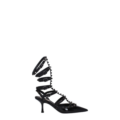 Valentino Garavani Zwarte Lederen Stiletto Sandalen