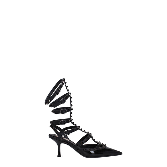 Valentino Garavani Zwarte Lederen Stiletto Sandalen