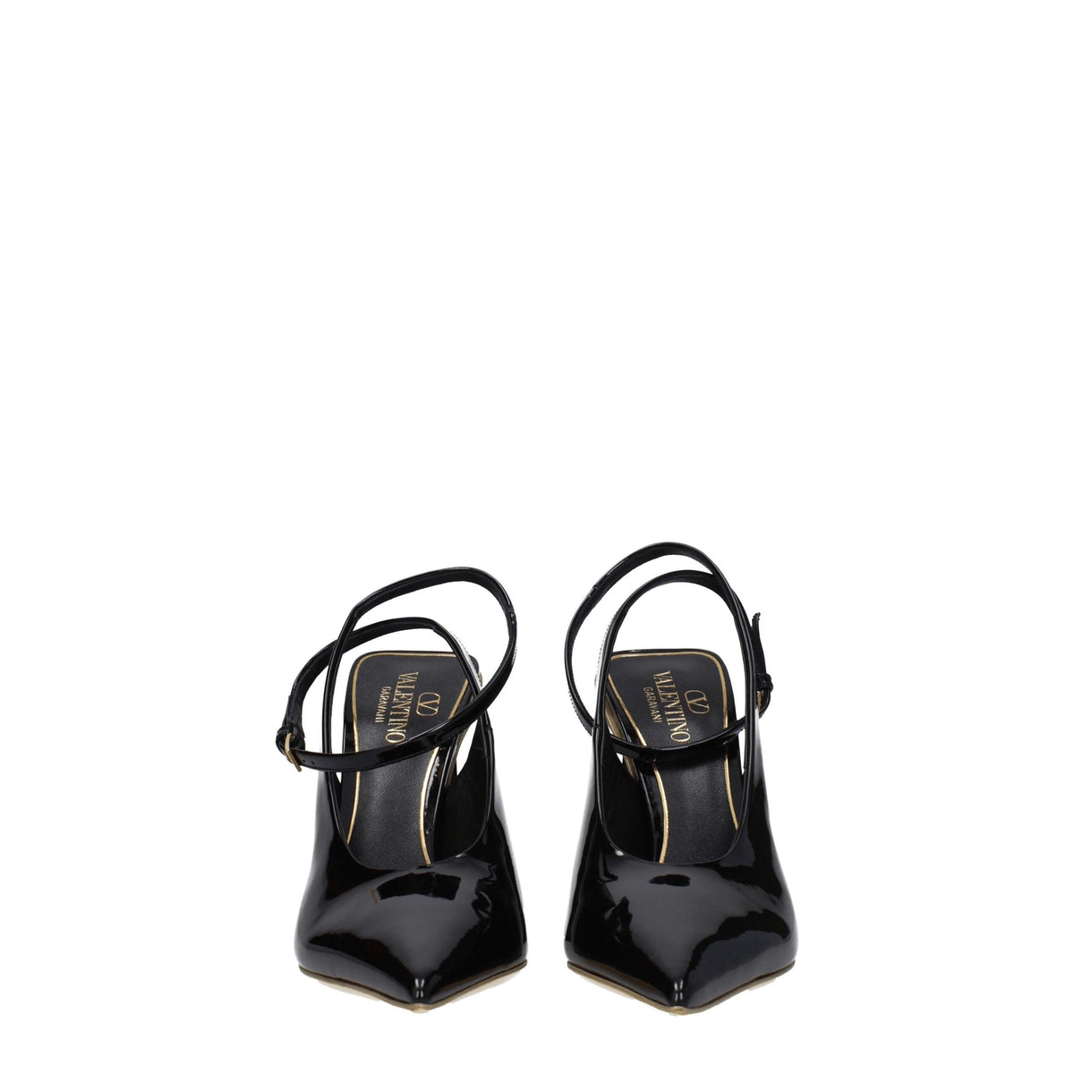 Sandales à Talons Hauts en Cuir Verni Noir Valentino Garavani