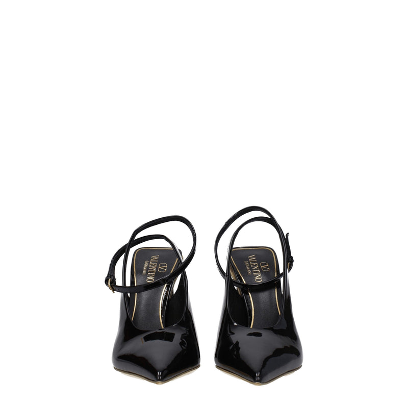 Sandales à Talons Hauts en Cuir Verni Noir Valentino Garavani