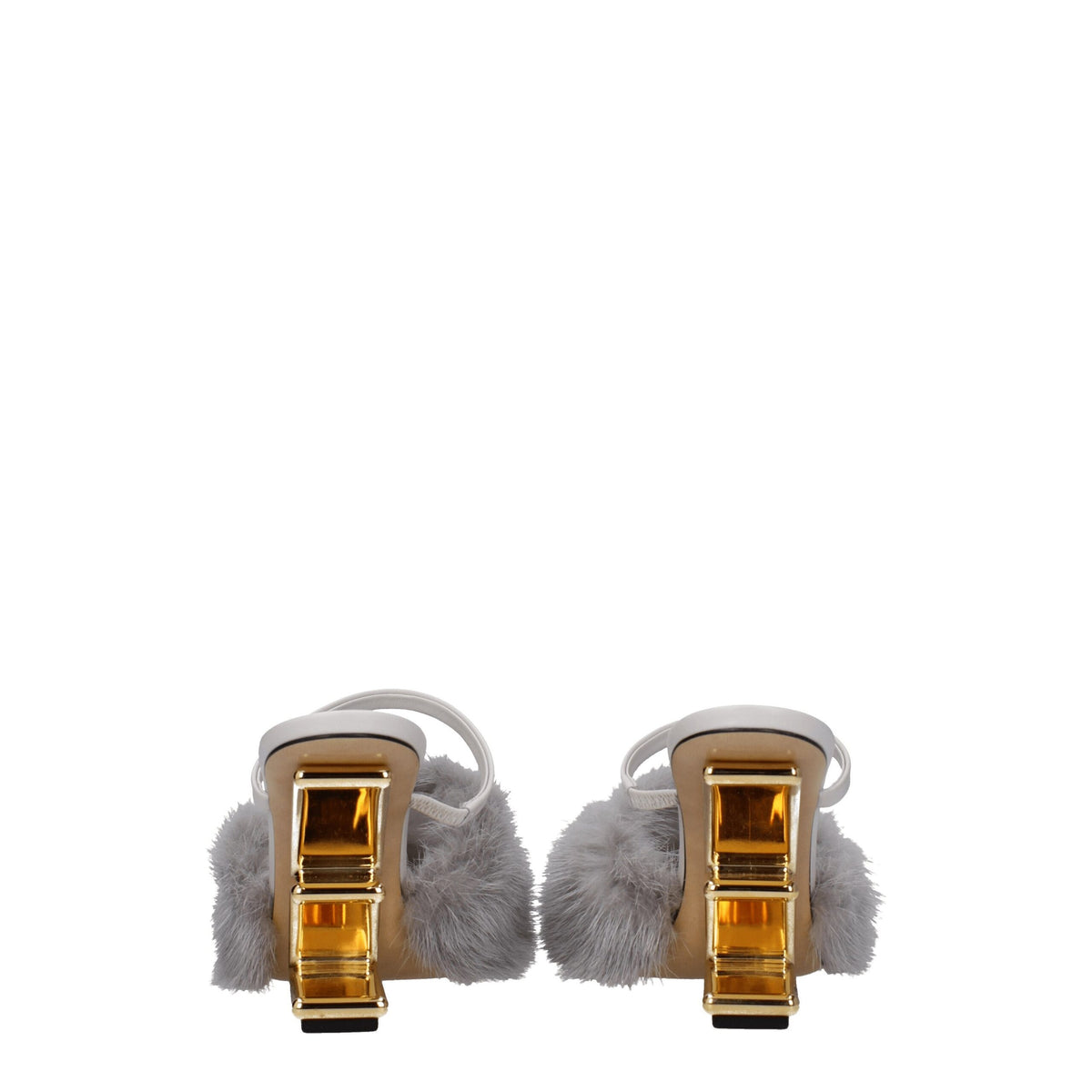 Fendi Gray Mink Slippers Sandals - Luxe Chaussures Femme