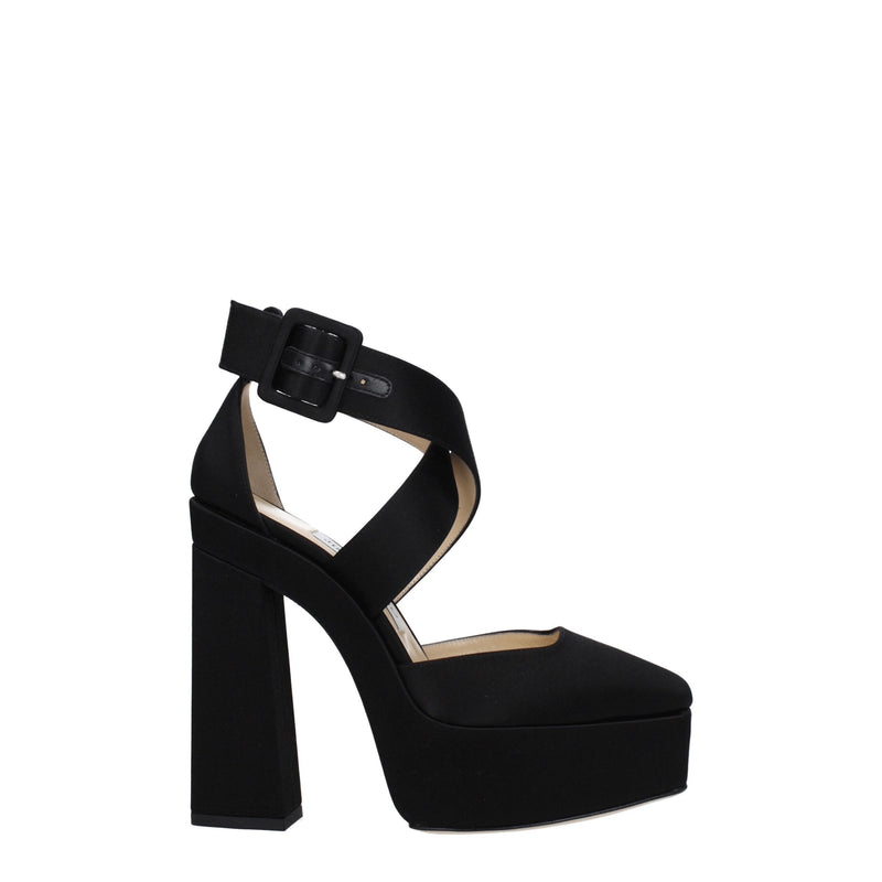 Jimmy Choo Black Satin Platforms - Élégantes Talons Hauts pour Femmes