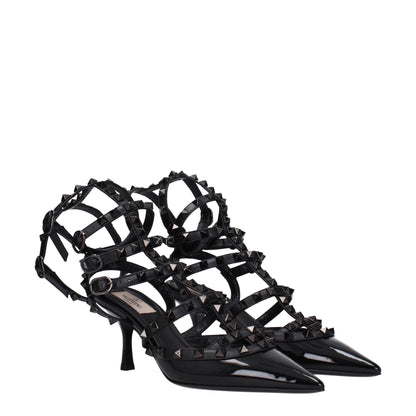 Valentino Garavani Zwarte Lederen Stiletto Sandalen