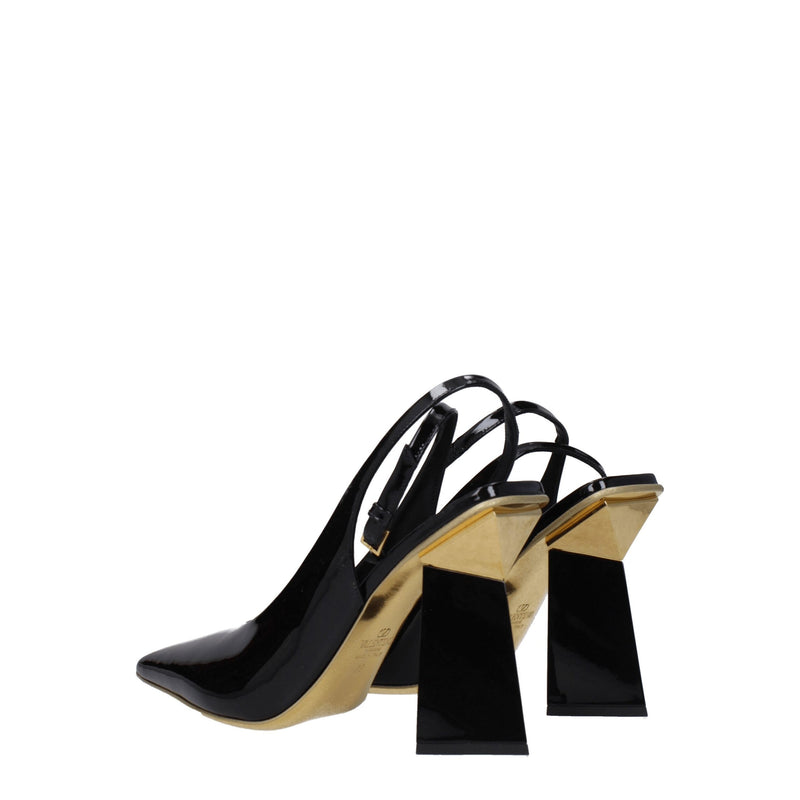 Sandales à Talons Hauts en Cuir Verni Noir Valentino Garavani