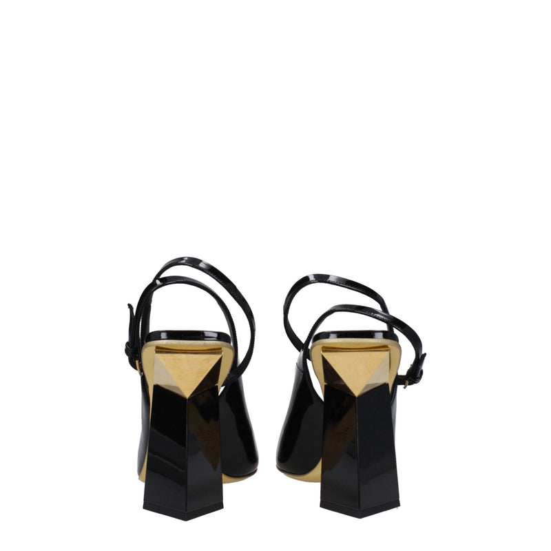 Sandales à Talons Hauts en Cuir Verni Noir Valentino Garavani