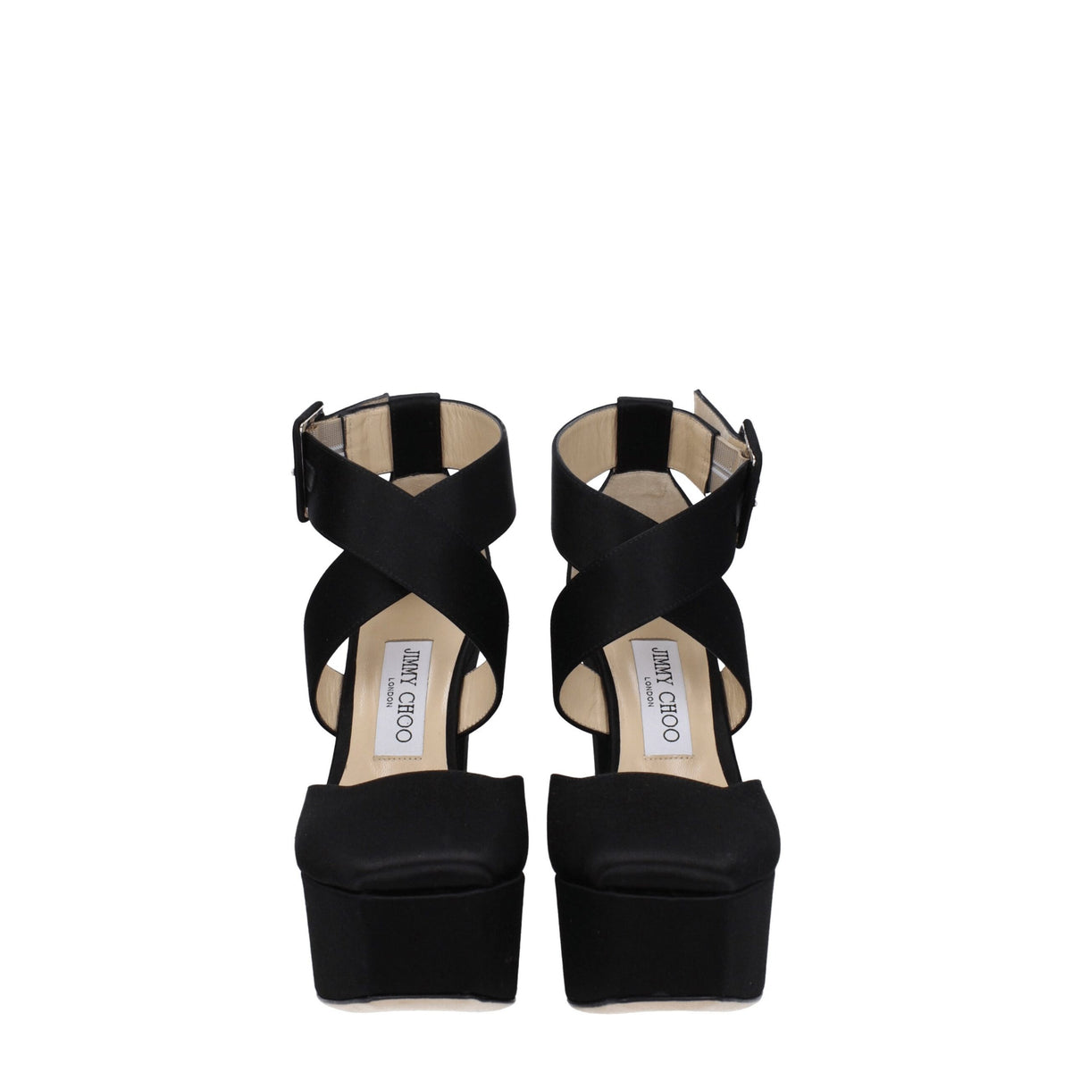 Jimmy Choo Black Satin Platforms - Élégantes Talons Hauts pour Femmes