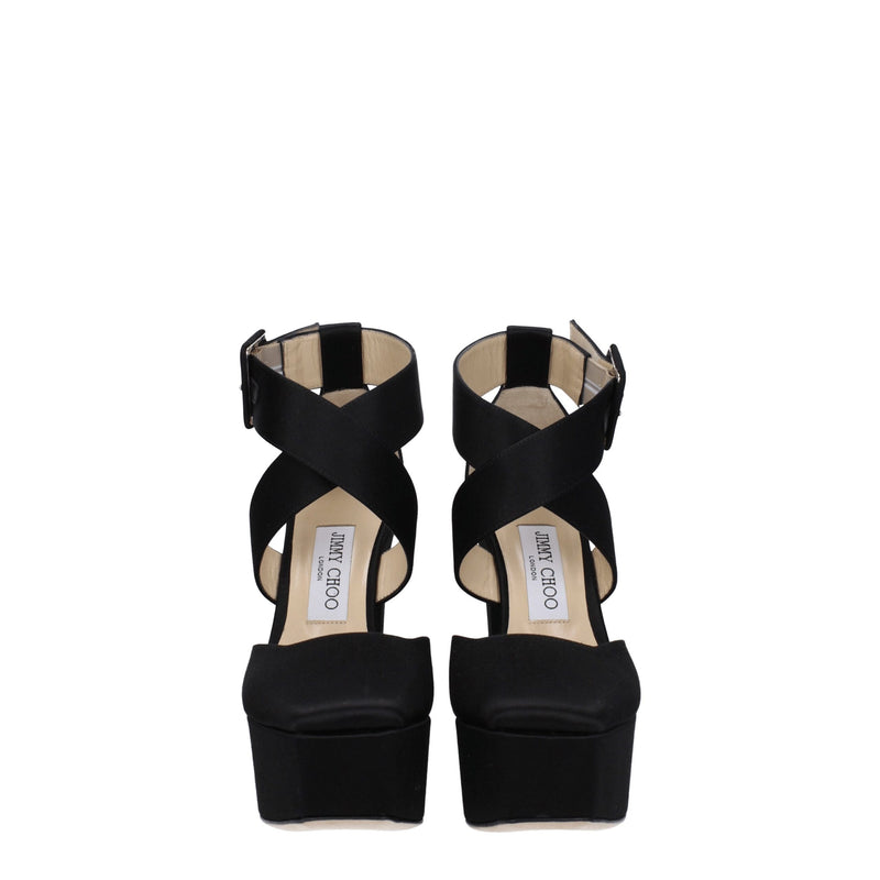 Jimmy Choo Black Satin Platforms - Élégantes Talons Hauts pour Femmes