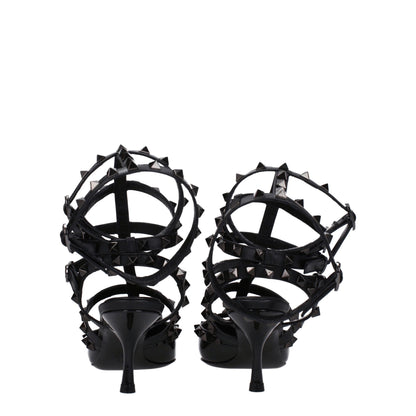 Valentino Garavani Zwarte Lederen Stiletto Sandalen