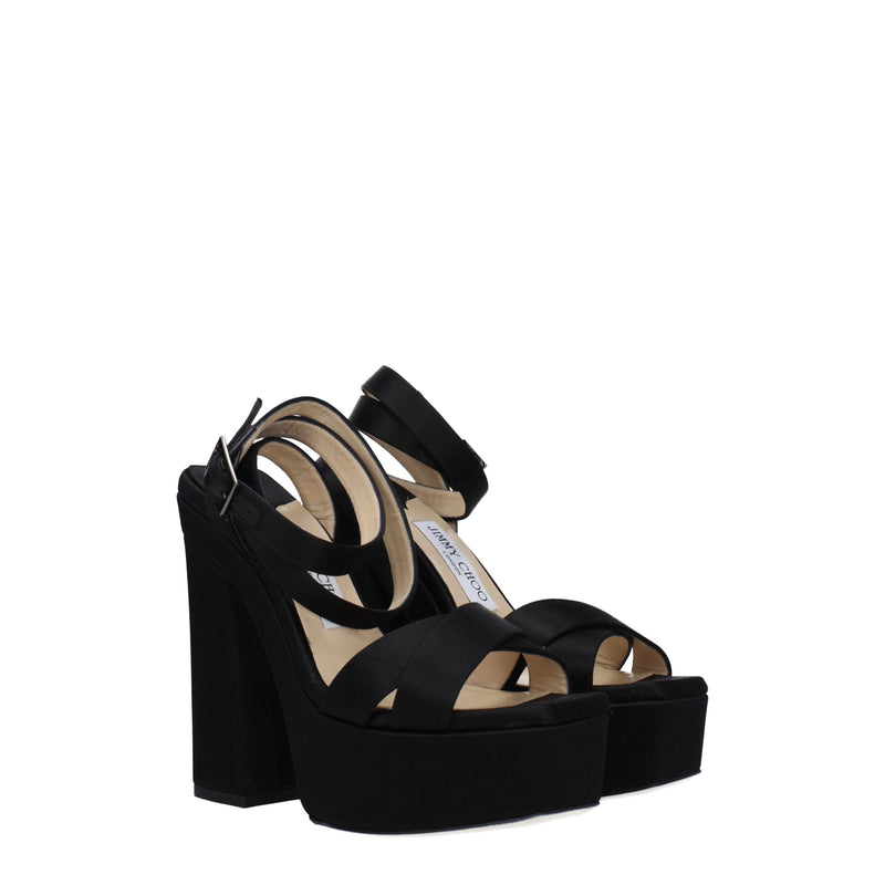 Jimmy Choo Black Satin Platforms - GAIA140SATBLACK