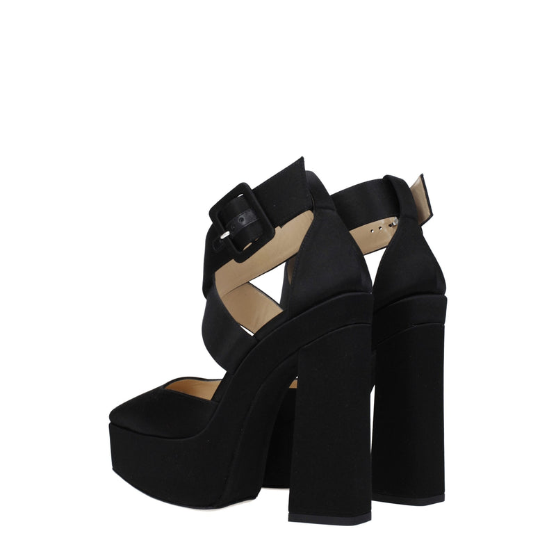 Jimmy Choo Black Satin Platforms - Élégantes Talons Hauts pour Femmes
