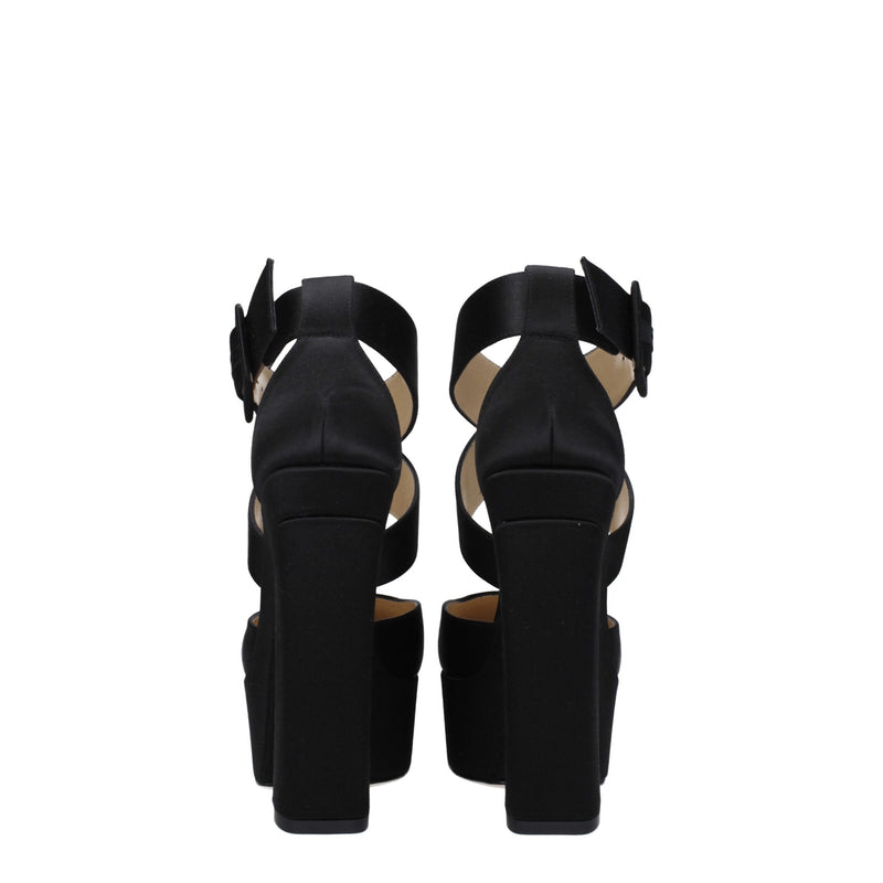 Jimmy Choo Black Satin Platforms - Élégantes Talons Hauts pour Femmes