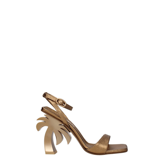 Palm Angels Goudkleurige Lederen Platformschoenen