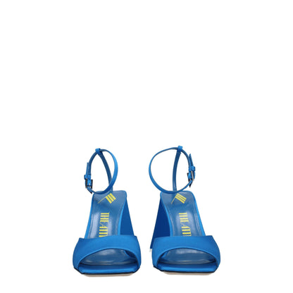 De Attico blauwe satijnen stilettohak-sandalen