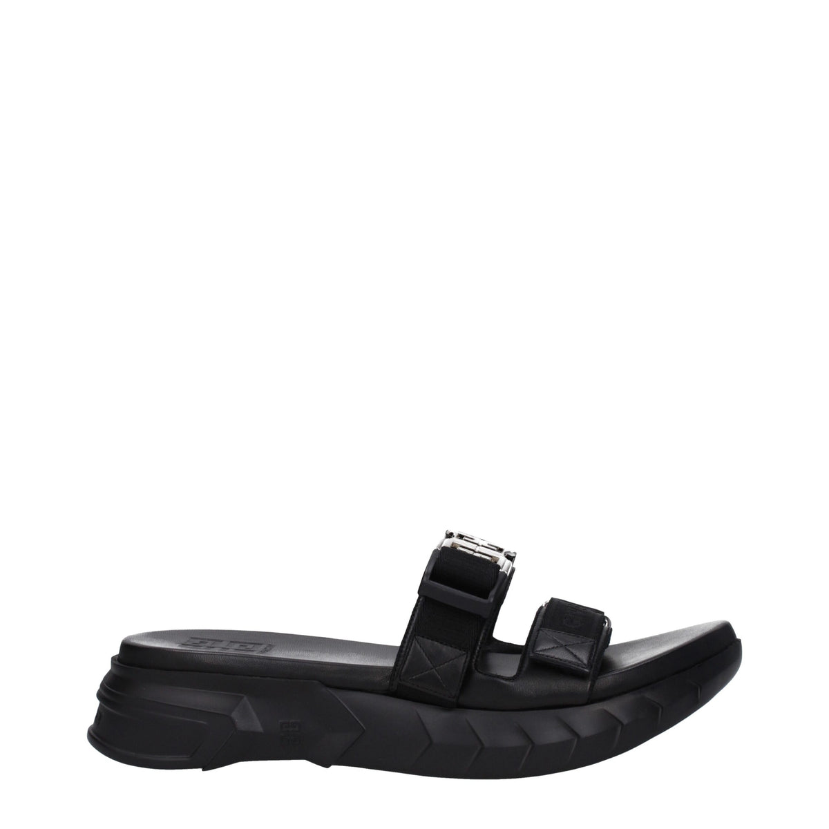 Givenchy Black Fabric Slippers Sandals with Iconic Logo