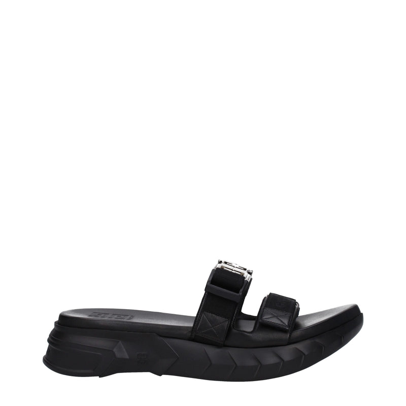 Givenchy Black Fabric Slippers Sandals with Iconic Logo