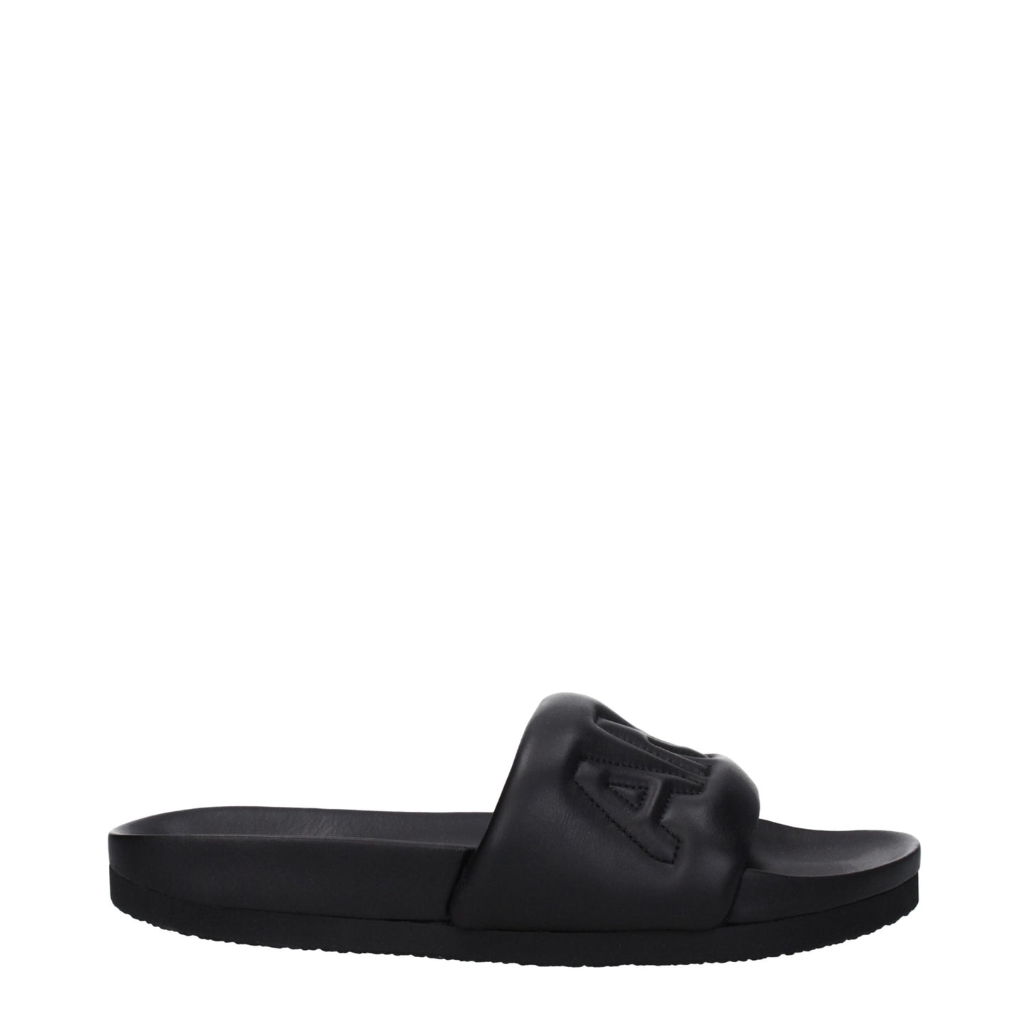 Sandales-chaussons en cuir noir Ambush